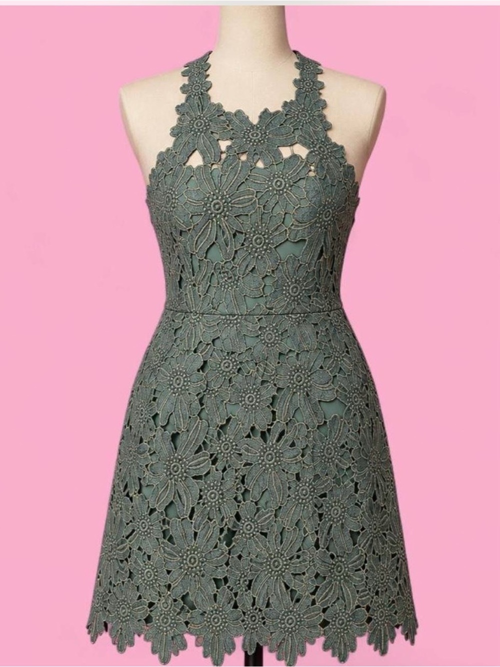 Saylor x Free People Jessa Lace Open Back Mini Dress Green L